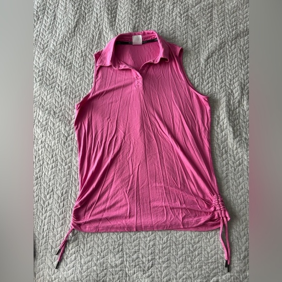 Belyn Key pink sleeveless golf polo with side ruching size M - Picture 1 of 10